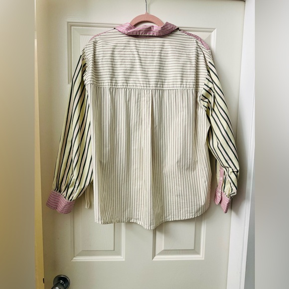 Anthropologie Pink and Cream Striped Button Down Shirt - Picture 12 of 16
